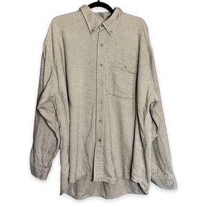 Coldwater Creek Men’s Creme & Gray Sweater Knit Long Sleeve Button Down Shirt